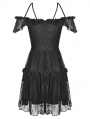 Black Gothic Off-the-Shoulder Lace Pentagram Short Dress