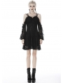 Black Gothic Off-the-Shoulder Long Sleeve Lace Short Dress