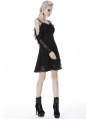 Black Gothic Off-the-Shoulder Long Sleeve Lace Short Dress