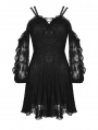 Black Gothic Off-the-Shoulder Long Sleeve Lace Short Dress