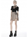 Ivory Street Fashion Gothic Grunge Irregular Pleated Plaid Short Skirt