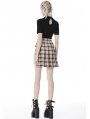 Ivory Street Fashion Gothic Grunge Irregular Pleated Plaid Short Skirt