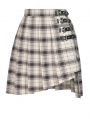 Ivory Street Fashion Gothic Grunge Irregular Pleated Plaid Short Skirt