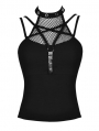 Black Gothic Punk Pentagram Sleeveless T-Shirt for Women