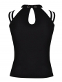 Black Gothic Punk Pentagram Sleeveless T-Shirt for Women