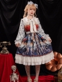 The Lost Angels Pattern White Gothic Long Sleeve Lolita OP Dress