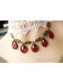 White Lace Red Pendants Gothic Necklace