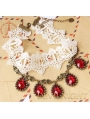 White Lace Red Pendants Gothic Necklace