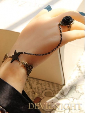 Punk Accessories Star Chain Bracelet Ring Jewelry