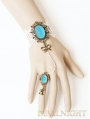 White Lace Blue Pendants Victorian Style Bracelet Ring Jewelry