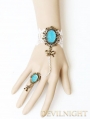 White Lace Blue Pendants Victorian Style Bracelet Ring Jewelry