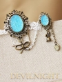 White Lace Blue Pendants Victorian Style Bracelet Ring Jewelry