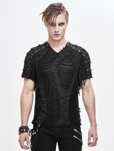 Black Gothic Punk Rock Short Sleeve T-Shirt for Men