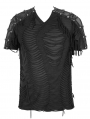 Black Gothic Punk Rock Short Sleeve T-Shirt for Men