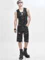 Black Gothic Punk Irregular Buckle Vest Top for Men