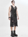 Black Gothic Punk Irregular Buckle Vest Top for Men