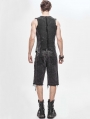 Black Gothic Punk Irregular Buckle Vest Top for Men