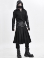 Black Gothic Punk Pleated Half Skirt for Men