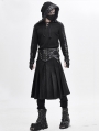Black Gothic Punk Pleated Half Skirt for Men