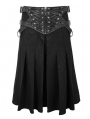 Black Gothic Punk Pleated Half Skirt for Men