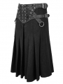 Black Gothic Punk Pleated Half Skirt for Men