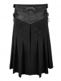 Black Gothic Punk Pleated Half Skirt for Men