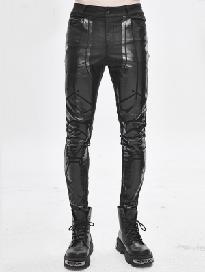 Black Gothic Punk Dark Patterned Suit Trousers for Men