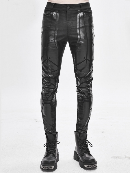 Black Gothic Punk Patterned Trousers for Men - Devilnight.co.uk