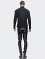 Black Gothic Punk Dark Patterned Suit Trousers for Men