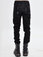 Black Gothic Punk Slim Long Pants for Men