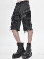 Gothic Punk Rock Rivet Short Jeans for Men