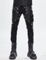 Black Gothic Punk Rock Rivet PU Leather Pants for Men