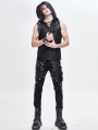 Black Gothic Punk Rock Rivet PU Leather Pants for Men