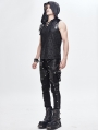 Black Gothic Punk Rock Rivet PU Leather Pants for Men