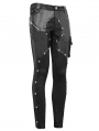 Black Gothic Punk Rock Rivet PU Leather Pants for Men