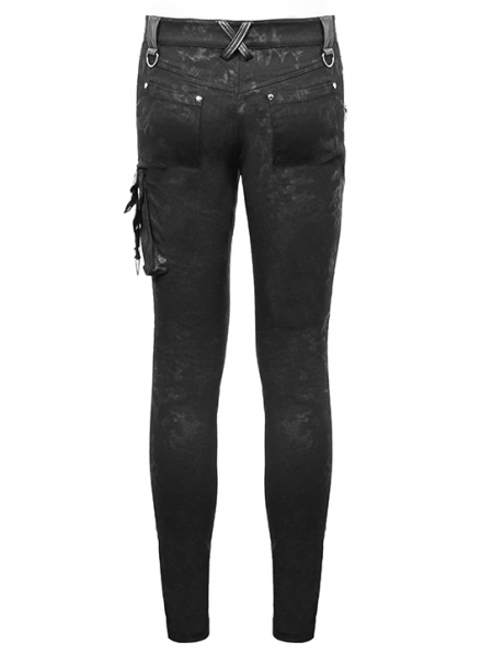 Black Gothic Punk Rock Rivet PU Leather Pants for Men - Devilnight.co.uk