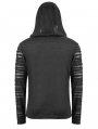 Black Gothic Punk Long Sleeve Hooded T-Shirt for Men