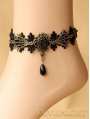 Black Vintage Lace Pendant Gothic Ankle Bracelet