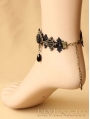 Black Vintage Lace Pendant Gothic Ankle Bracelet