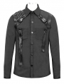 Black Gothic Punk Long Sleeve Shirt for Men
