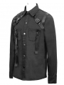 Black Gothic Punk Long Sleeve Shirt for Men