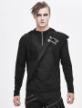 Black Gothic Punk Long Sleeve Hooded T-Shirt for Men