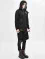 Black Gothic Punk Long Sleeve Hooded T-Shirt for Men