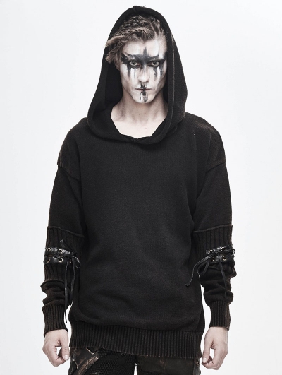 Do Old Gothic Steampunk Long Sleeve Hooded Loose Sweater for Men