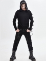 Black Gothic Punk Long Sleeve Hooded Sweater for Men