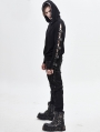 Black Gothic Punk Long Sleeve Hooded Sweater for Men