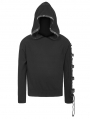 Black Gothic Punk Long Sleeve Hooded Sweater for Men