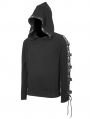 Black Gothic Punk Long Sleeve Hooded Sweater for Men