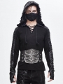 Black Gothic Punk Heavy Metal Buckle PU Leather Waistband for Men