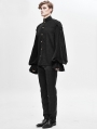 Black Gothic Vintage Jacquard Long Lantern Sleeve Shirt for Men